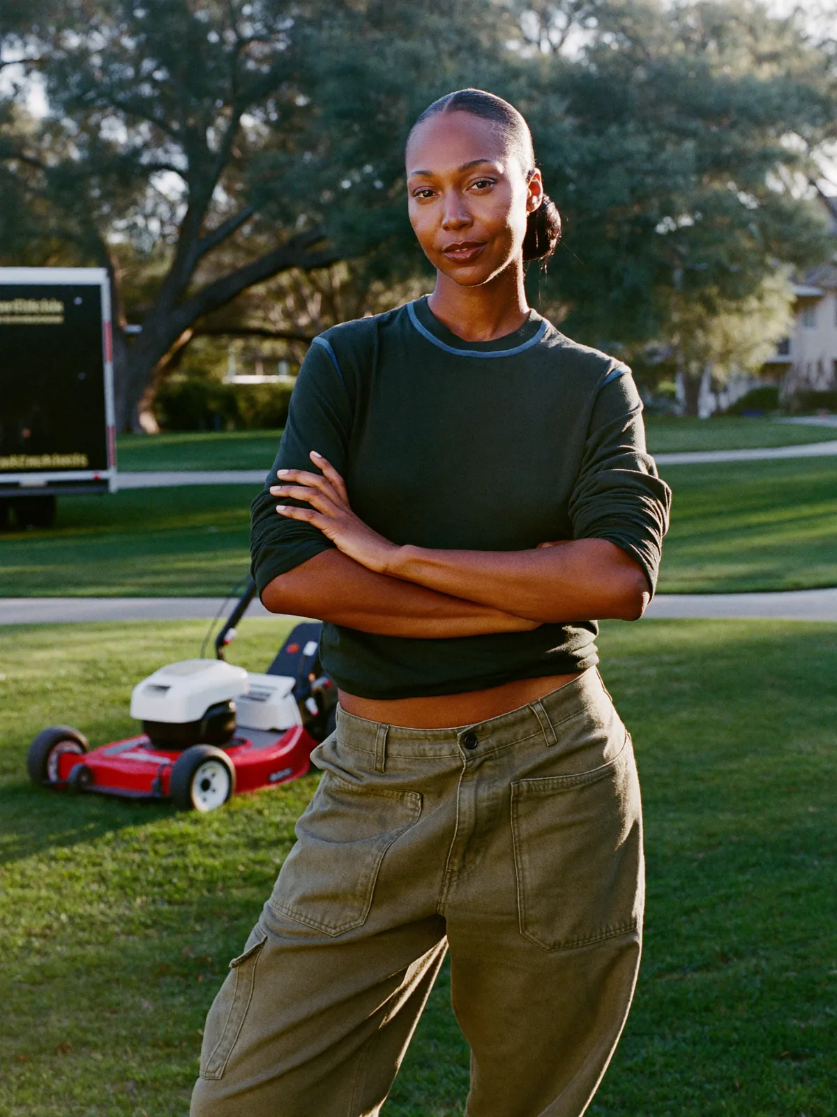 Lawn care operator, editorial portrait